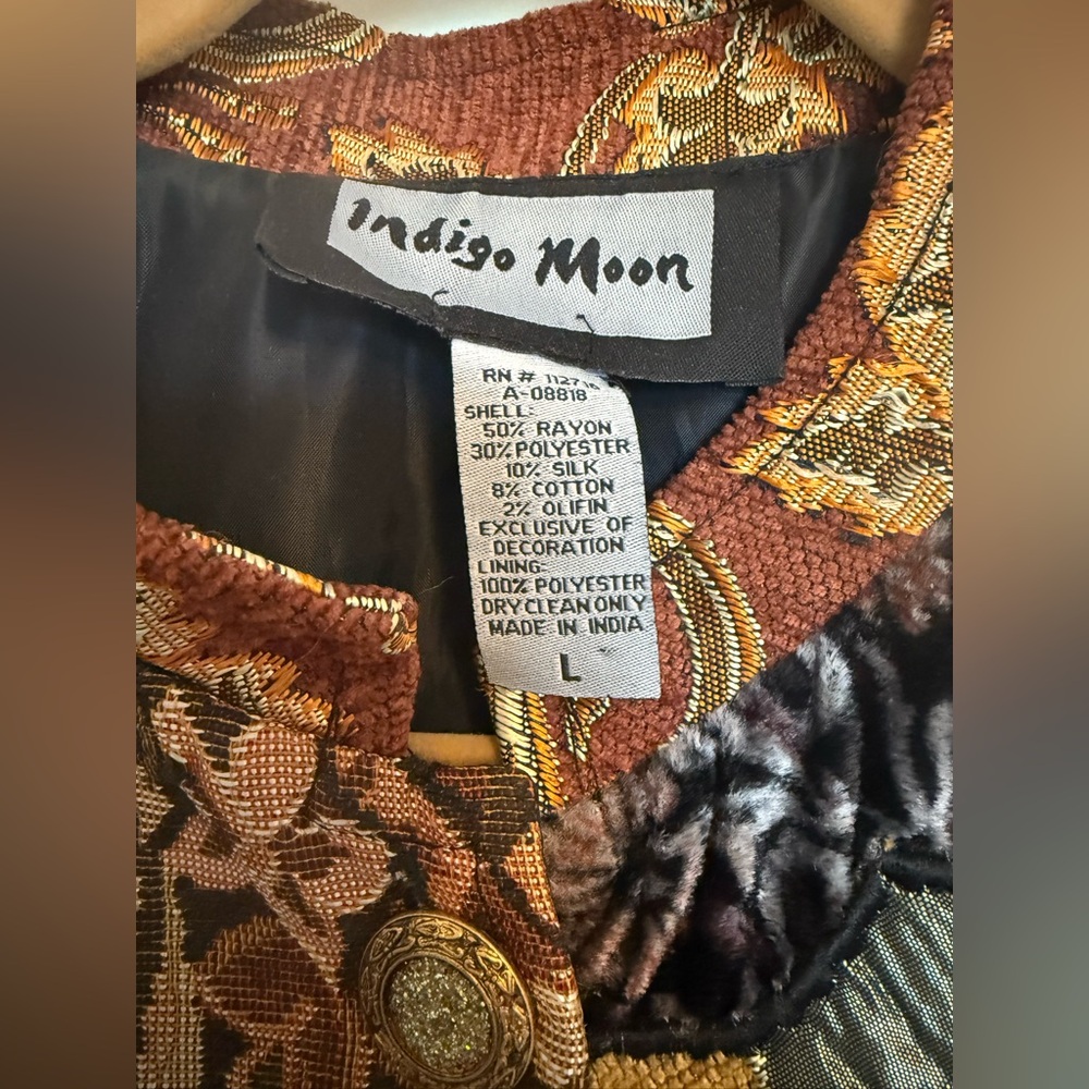 Vintage Indigo Moon Patchwork Blazer - - image 6